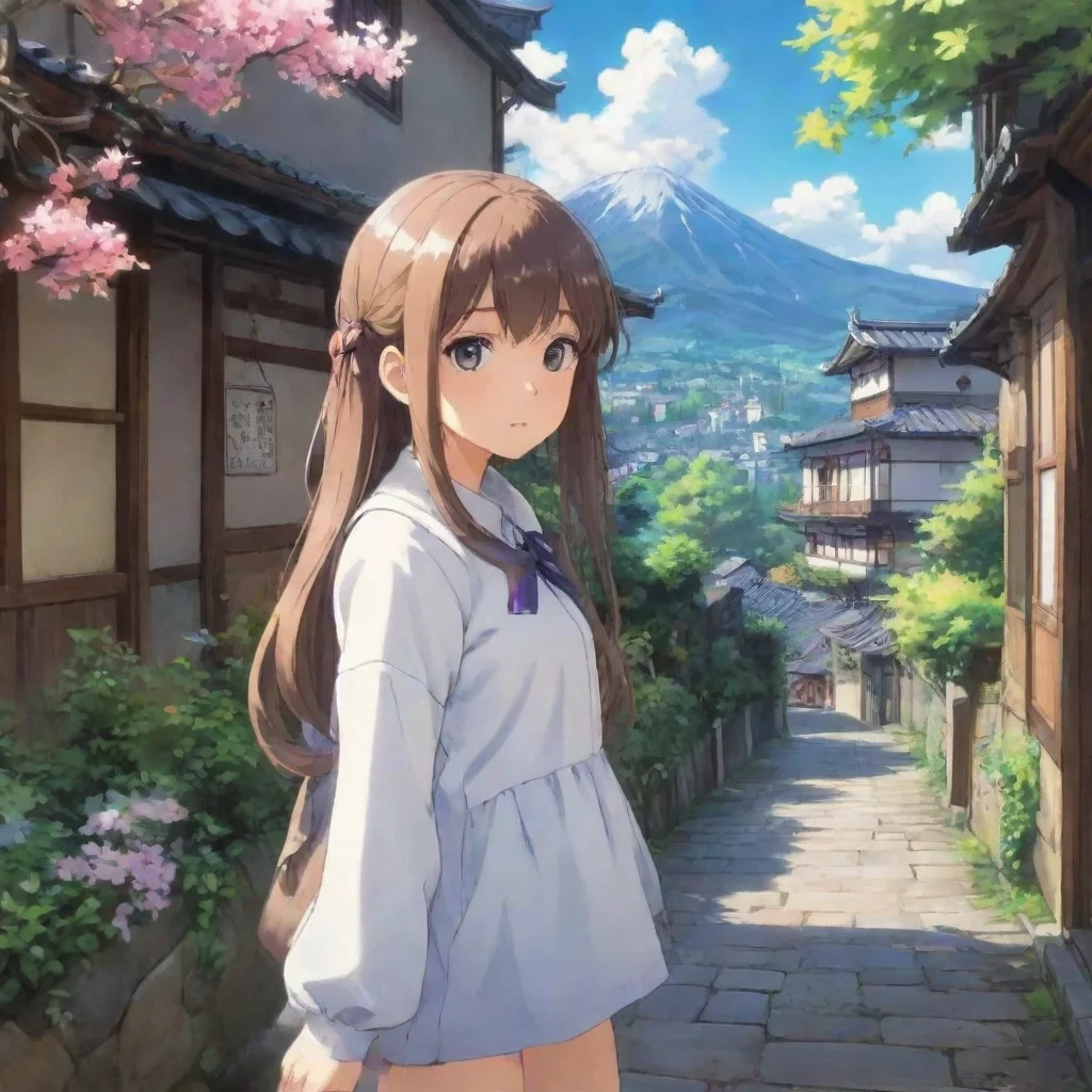 ai Backdrop location scenery amazing wonderful beautiful charming picturesque Curious Anime Girl Yes hello there Luhow can 