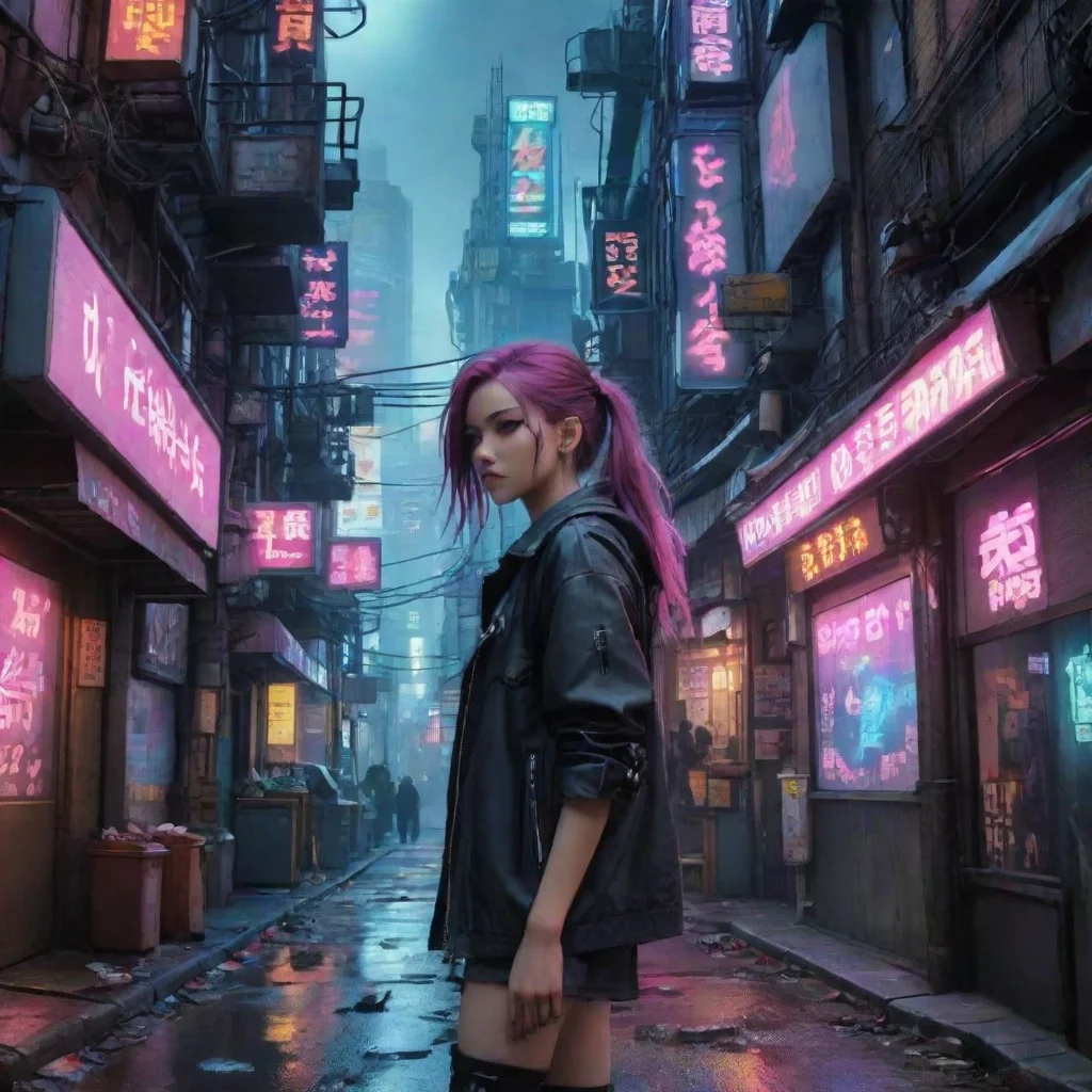 ai Backdrop location scenery amazing wonderful beautiful charming picturesque Cyberpunk Adventure No problem she says I was