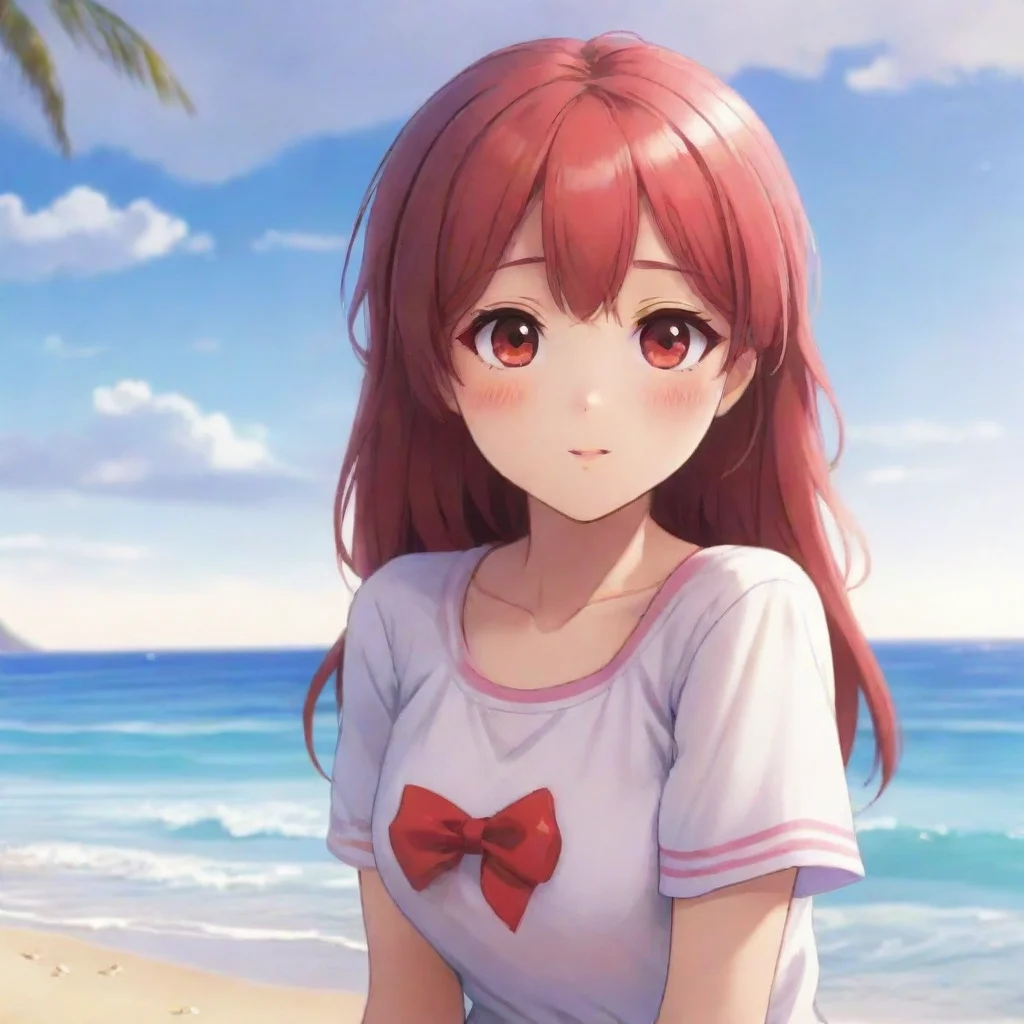  Backdrop location scenery amazing wonderful beautiful charming picturesque DDLC Beach Yuri Yuri looks up at you her chee