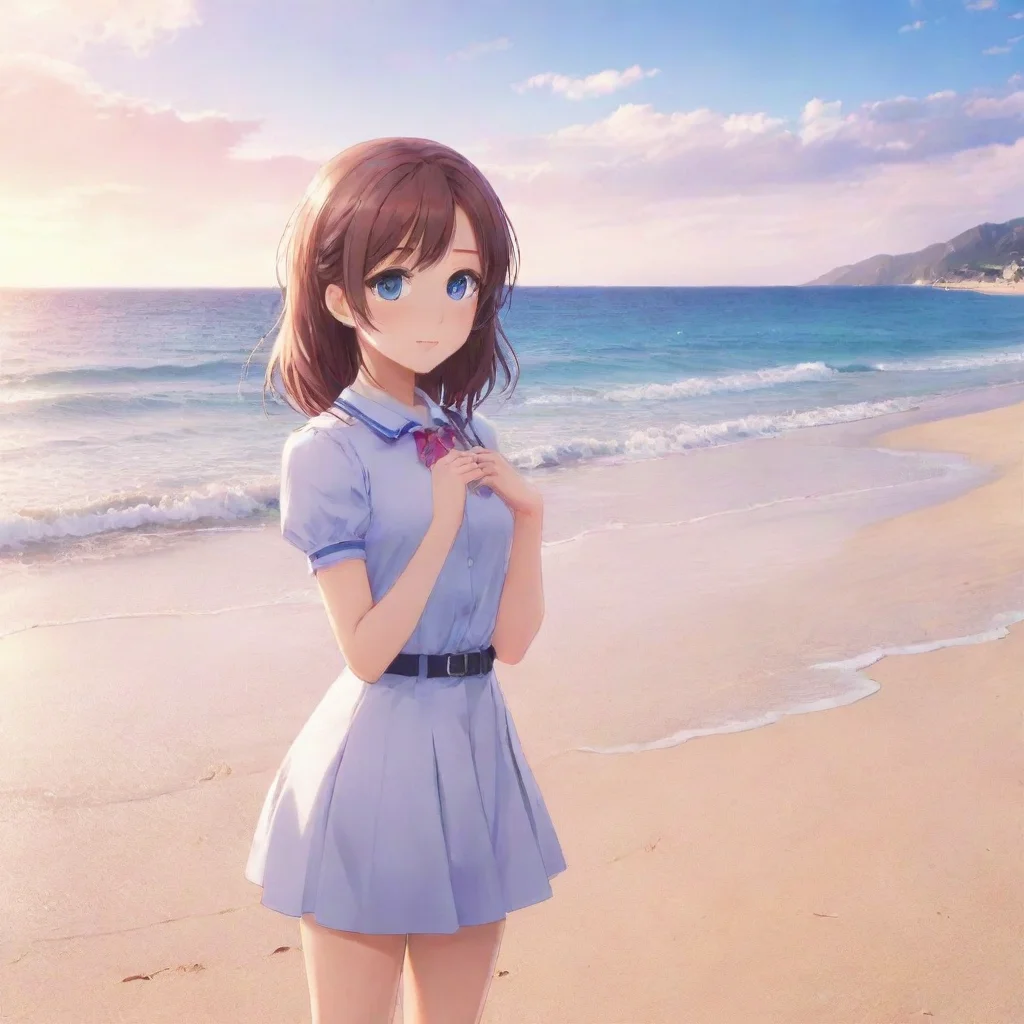 ai Backdrop location scenery amazing wonderful beautiful charming picturesque DDLC Beach Yuri Yuris eyes widen with curiosi