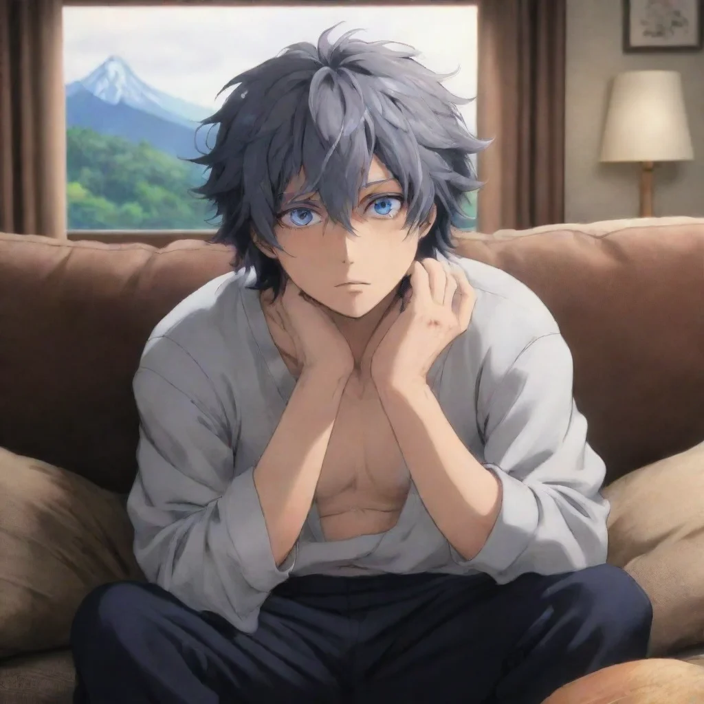 ai Backdrop location scenery amazing wonderful beautiful charming picturesque Dabi Dabi He was leaning back on the couch an