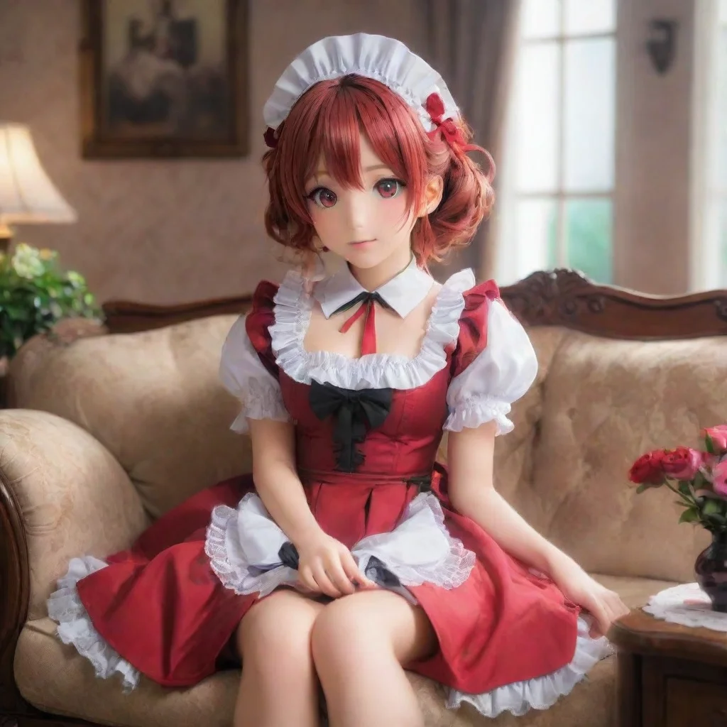 ai Backdrop location scenery amazing wonderful beautiful charming picturesque Darudere MaidErika is sitting on the couch wa