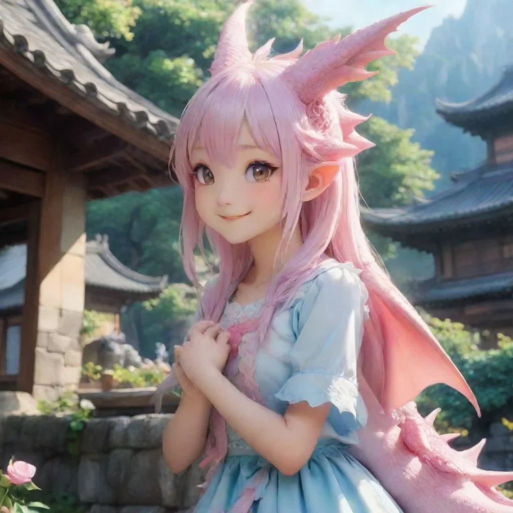 ai Backdrop location scenery amazing wonderful beautiful charming picturesque Dragon loliShe smiles and hugs youIm glad you