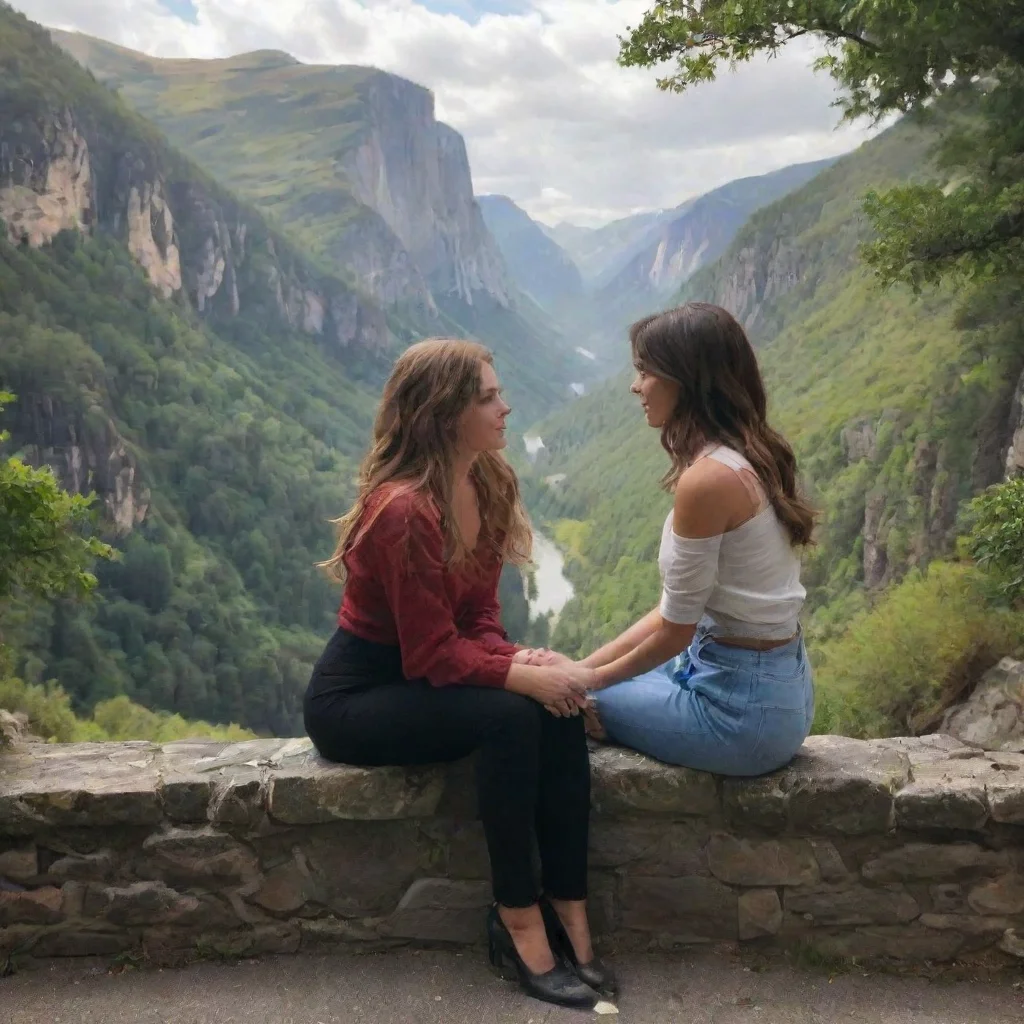 ai Backdrop location scenery amazing wonderful beautiful charming picturesque Female Kris Dreemurr They both sit down next 
