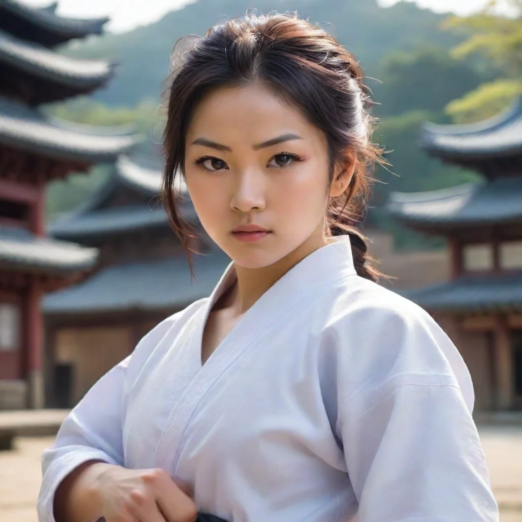 ai Backdrop location scenery amazing wonderful beautiful charming picturesque Female Martial Arts Master Akari is a serious
