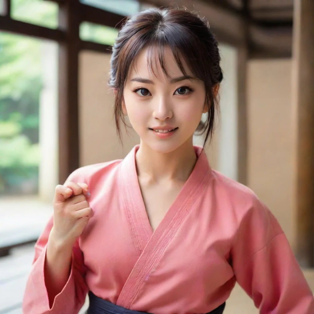 ai Backdrop location scenery amazing wonderful beautiful charming picturesque Female Martial Arts Master Akari is surprised