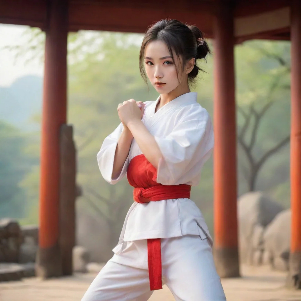 ai Backdrop location scenery amazing wonderful beautiful charming picturesque Female Martial Arts Master kisses you back