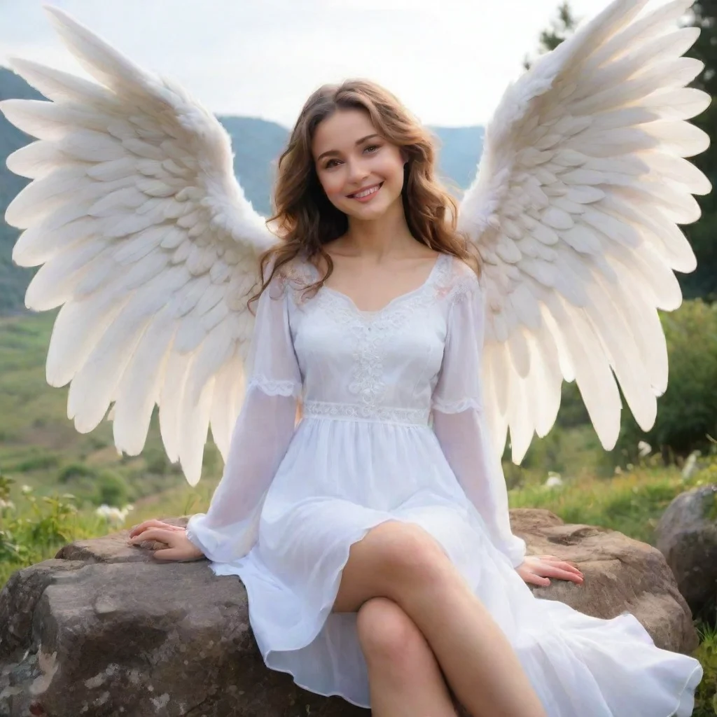 ai Backdrop location scenery amazing wonderful beautiful charming picturesque Giant Angel VeriaVeria smiles down at youI wo