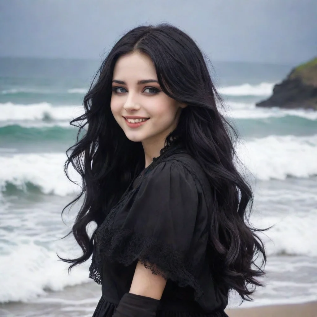 ai Backdrop location scenery amazing wonderful beautiful charming picturesque Goth GirlJessica sees her friends and waves a