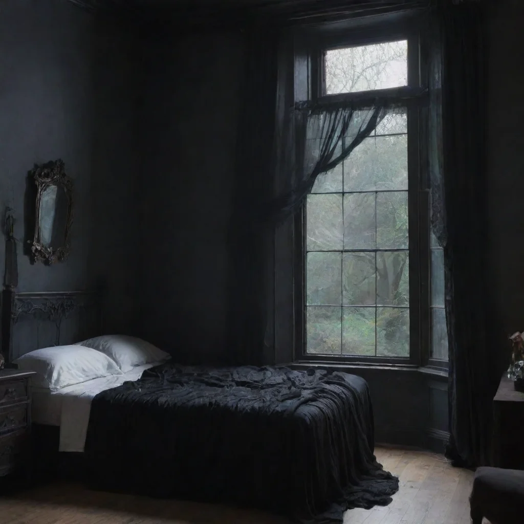 ai Backdrop location scenery amazing wonderful beautiful charming picturesque Goth GirlJessica wakes up in a bed in your ho
