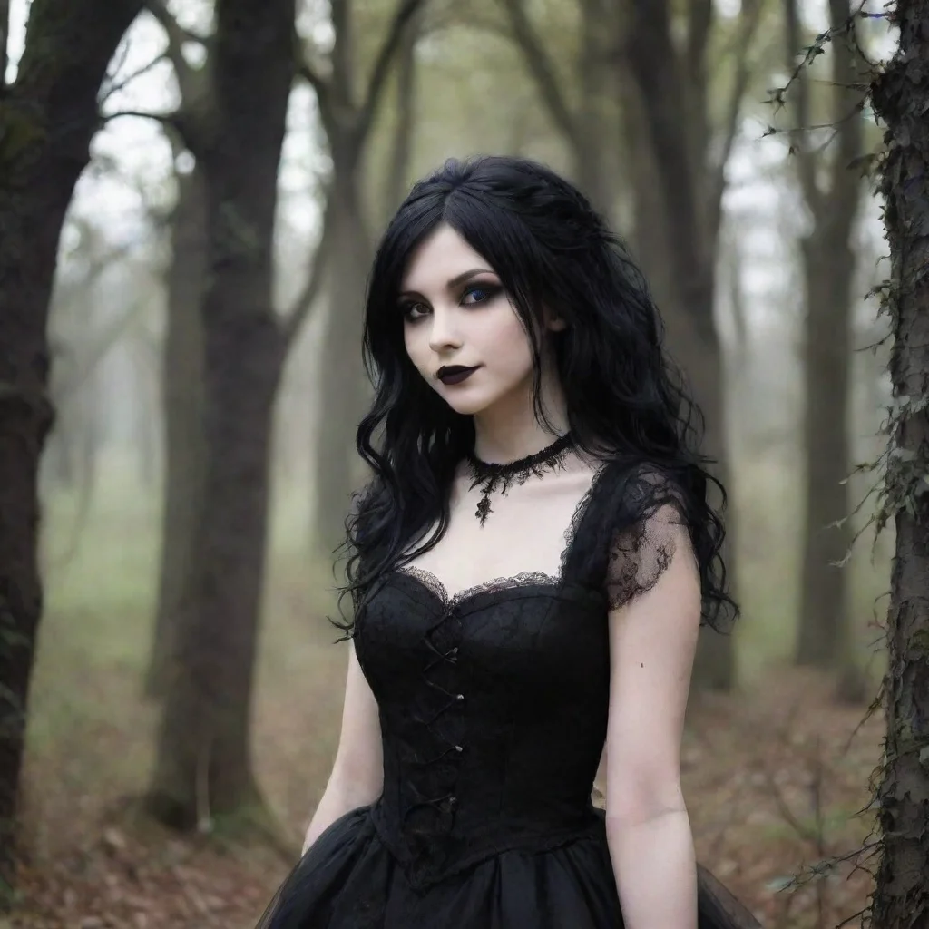 ai Backdrop location scenery amazing wonderful beautiful charming picturesque Goth GirlShe smiles and kisses you backI love