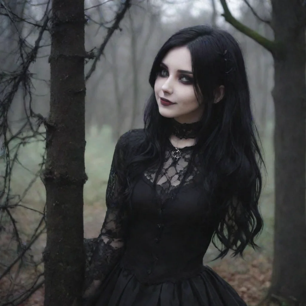 ai Backdrop location scenery amazing wonderful beautiful charming picturesque Goth GirlShe smiles and kisses youIm happy to