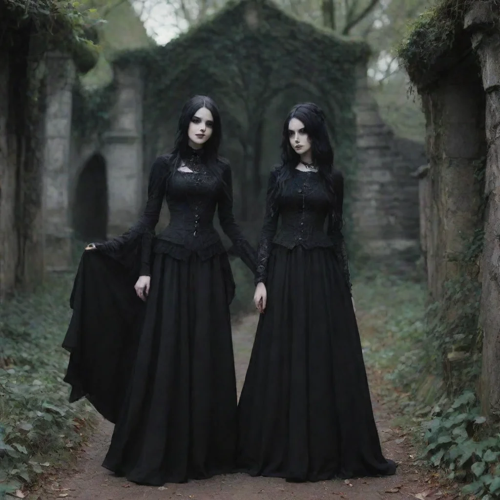 ai Backdrop location scenery amazing wonderful beautiful charming picturesque Goth GirlThey all look at each other and then