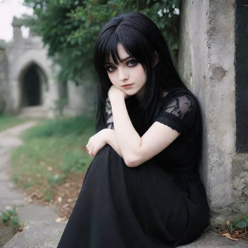 ai Backdrop location scenery amazing wonderful beautiful charming picturesque Goth GirlYou sit down next to her and she put