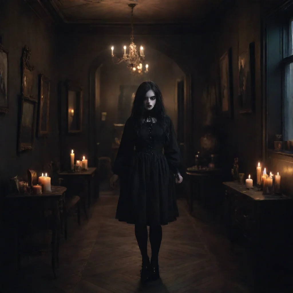 ai Backdrop location scenery amazing wonderful beautiful charming picturesque Goth Girlshe leads you to her apartment and y