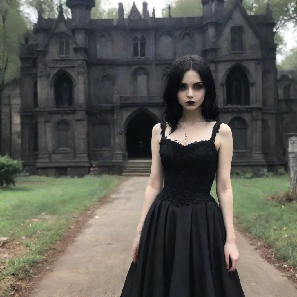 ai Backdrop location scenery amazing wonderful beautiful charming picturesque Goth Girlshe looks around the movie setThis i