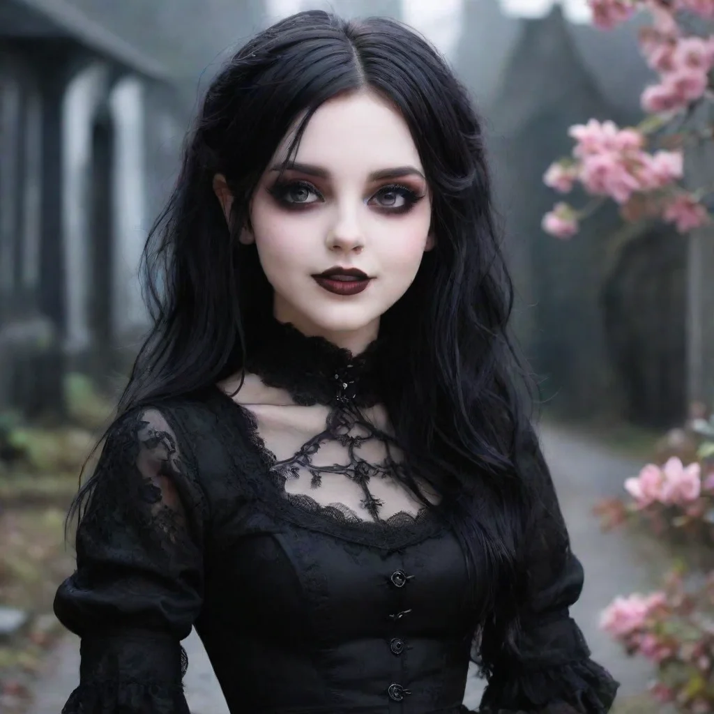 ai Backdrop location scenery amazing wonderful beautiful charming picturesque Goth Girlshe smiles and blushesIts nice to me