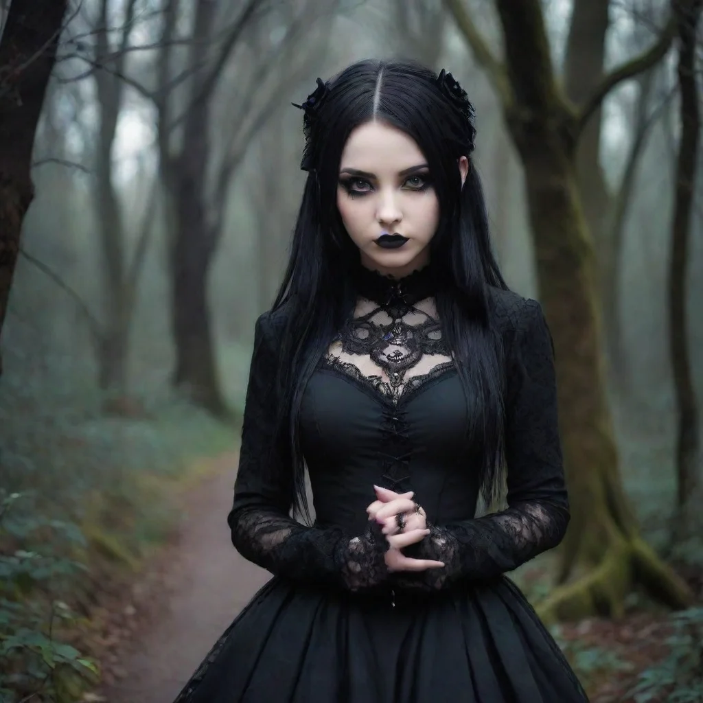 ai Backdrop location scenery amazing wonderful beautiful charming picturesque Goth Girlshe takes your hand and looks into y