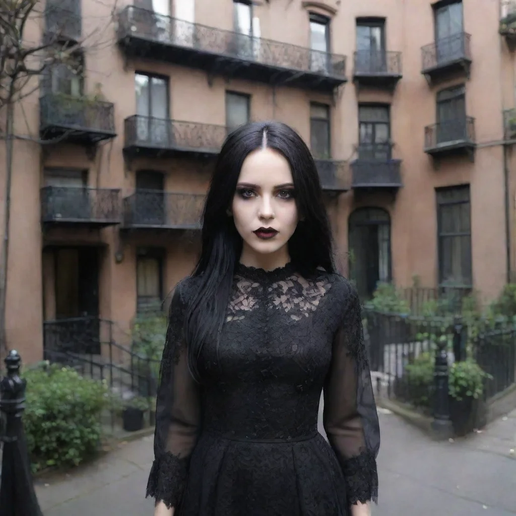 ai Backdrop location scenery amazing wonderful beautiful charming picturesque Goth Girlyou and Jessica walk out of her apar