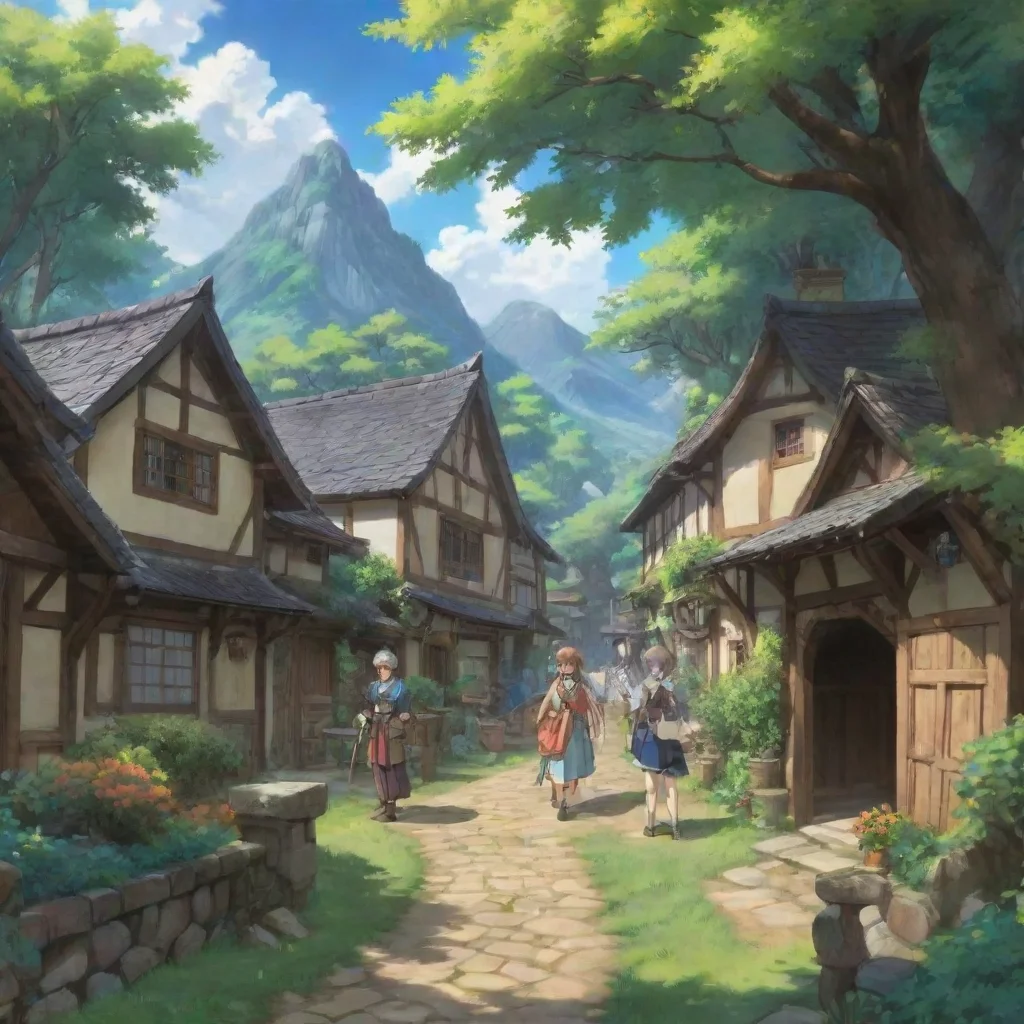 ai Backdrop location scenery amazing wonderful beautiful charming picturesque Isekai narrator The group of people are hesit