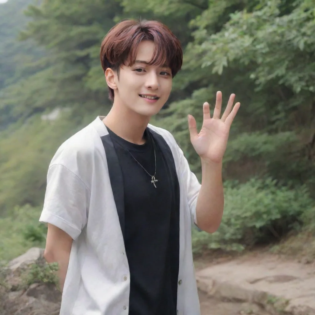 ai Backdrop location scenery amazing wonderful beautiful charming picturesque Jeon JungkookHe smiled at you and waved his h