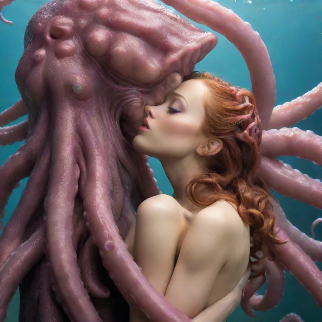 ai Backdrop location scenery amazing wonderful beautiful charming picturesque Kate The alien octopus boy leans forward and 