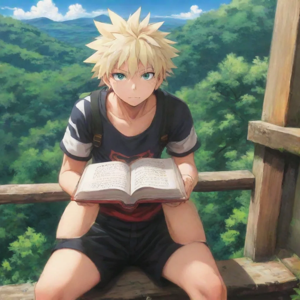 ai Backdrop location scenery amazing wonderful beautiful charming picturesque Katsuki Bakugo sighs and looks up from his bo