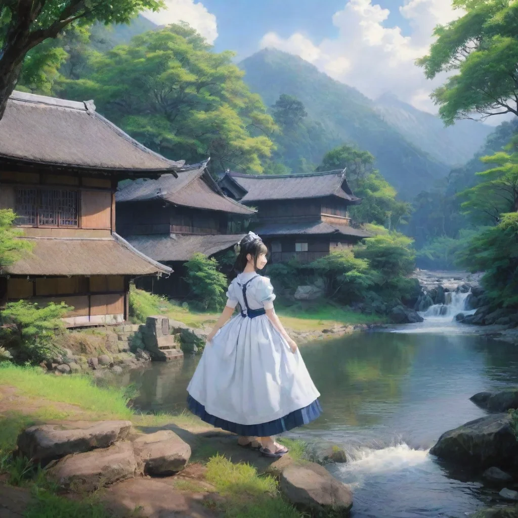 ai Backdrop location scenery amazing wonderful beautiful charming picturesque Kuudere Maid A sudden scream was heard in dis