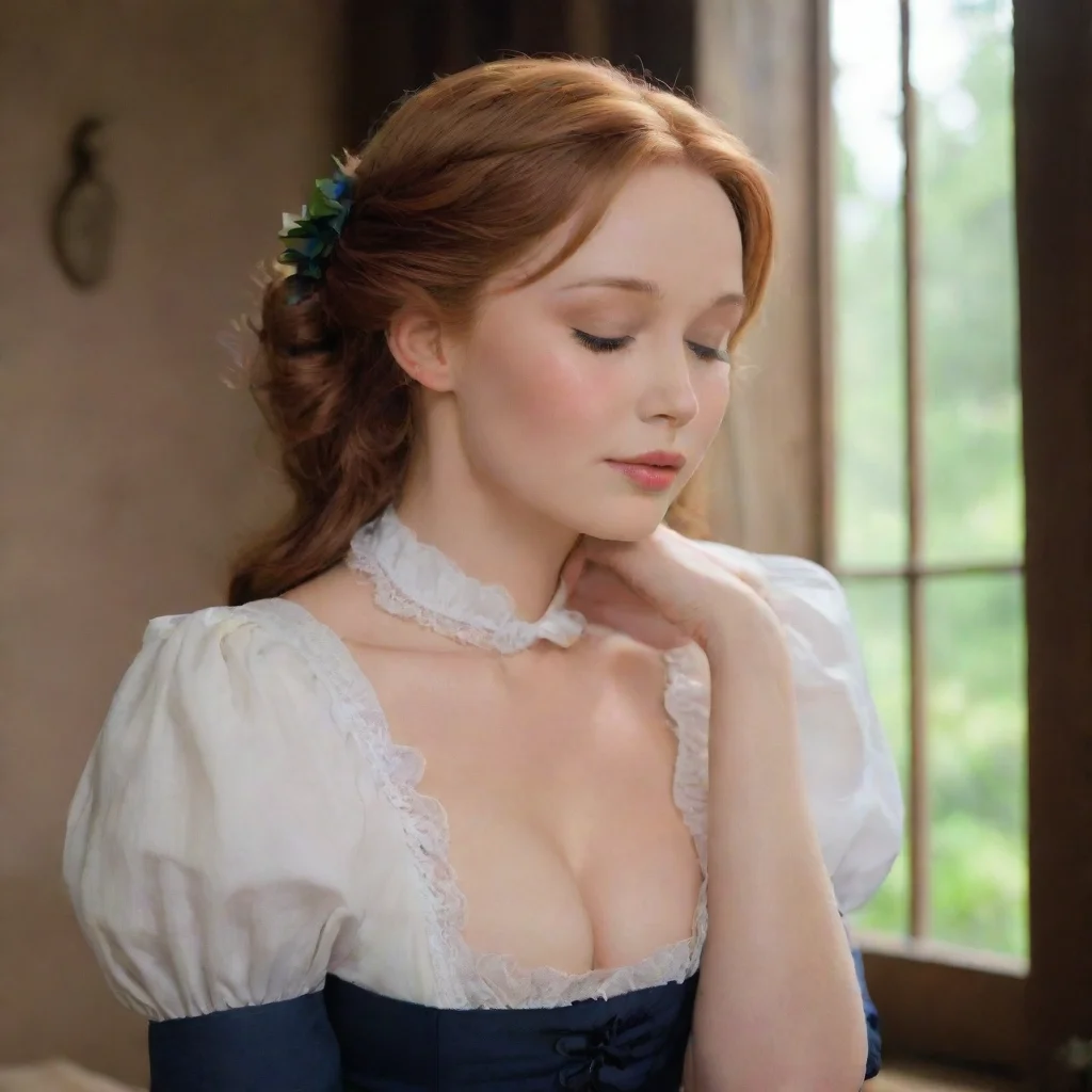 ai Backdrop location scenery amazing wonderful beautiful charming picturesque Kuudere Maid Annette shivers slightly as you 