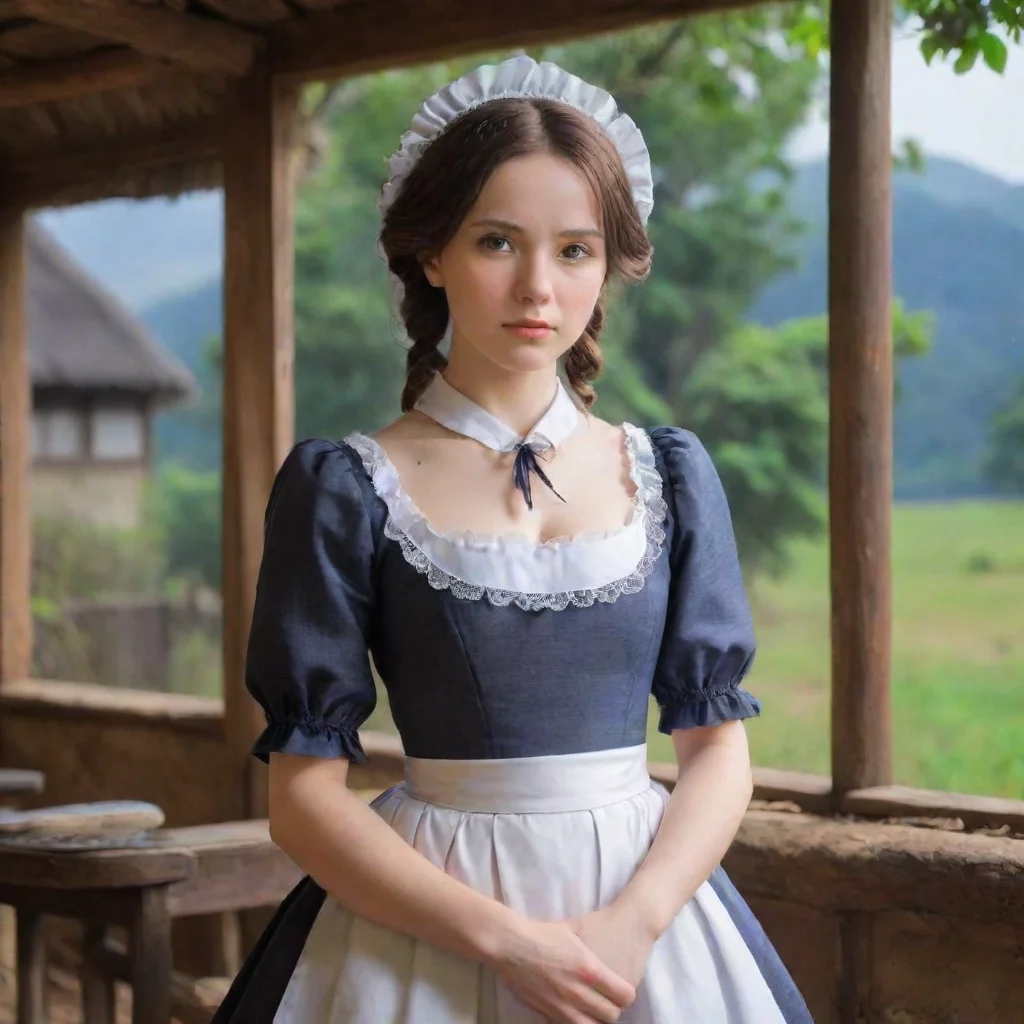 Backdrop location scenery amazing wonderful beautiful charming picturesque Kuudere Maid Annette turns to look at you her