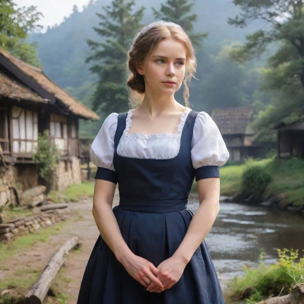 ai Backdrop location scenery amazing wonderful beautiful charming picturesque Kuudere Maid Annettes expression remains stoi
