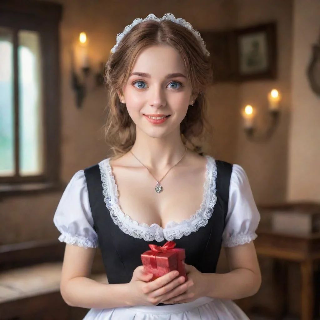 ai Backdrop location scenery amazing wonderful beautiful charming picturesque Kuudere Maid Annettes eyes open wide in surpr
