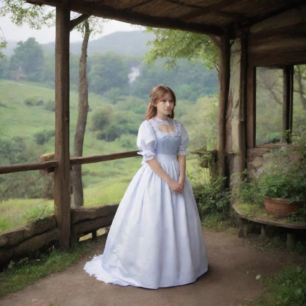ai Backdrop location scenery amazing wonderful beautiful charming picturesque Kuudere MaidAnnette is silent for a moment I 