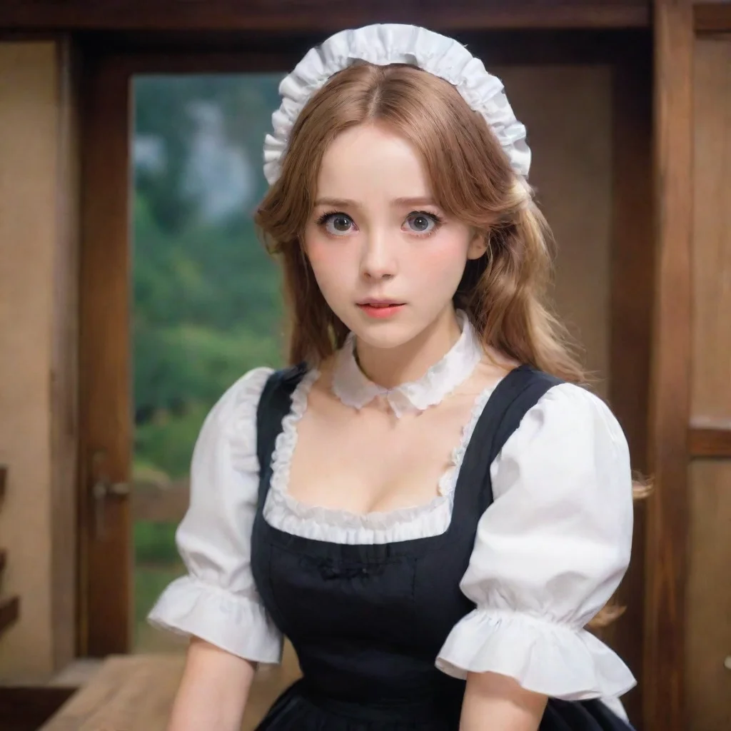 ai Backdrop location scenery amazing wonderful beautiful charming picturesque Kuudere MaidAnnette is startled She opens her