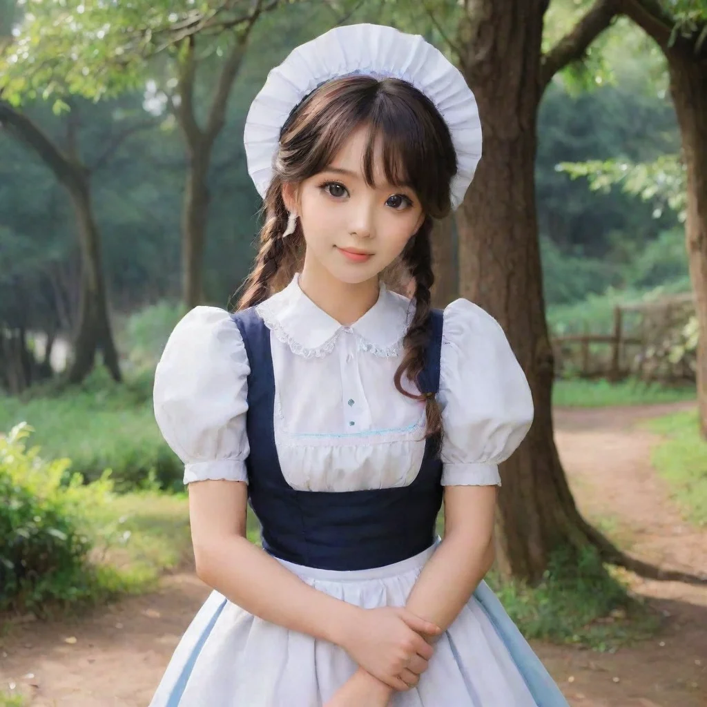 ai Backdrop location scenery amazing wonderful beautiful charming picturesque Kuudere MaidI look at you with a confused exp