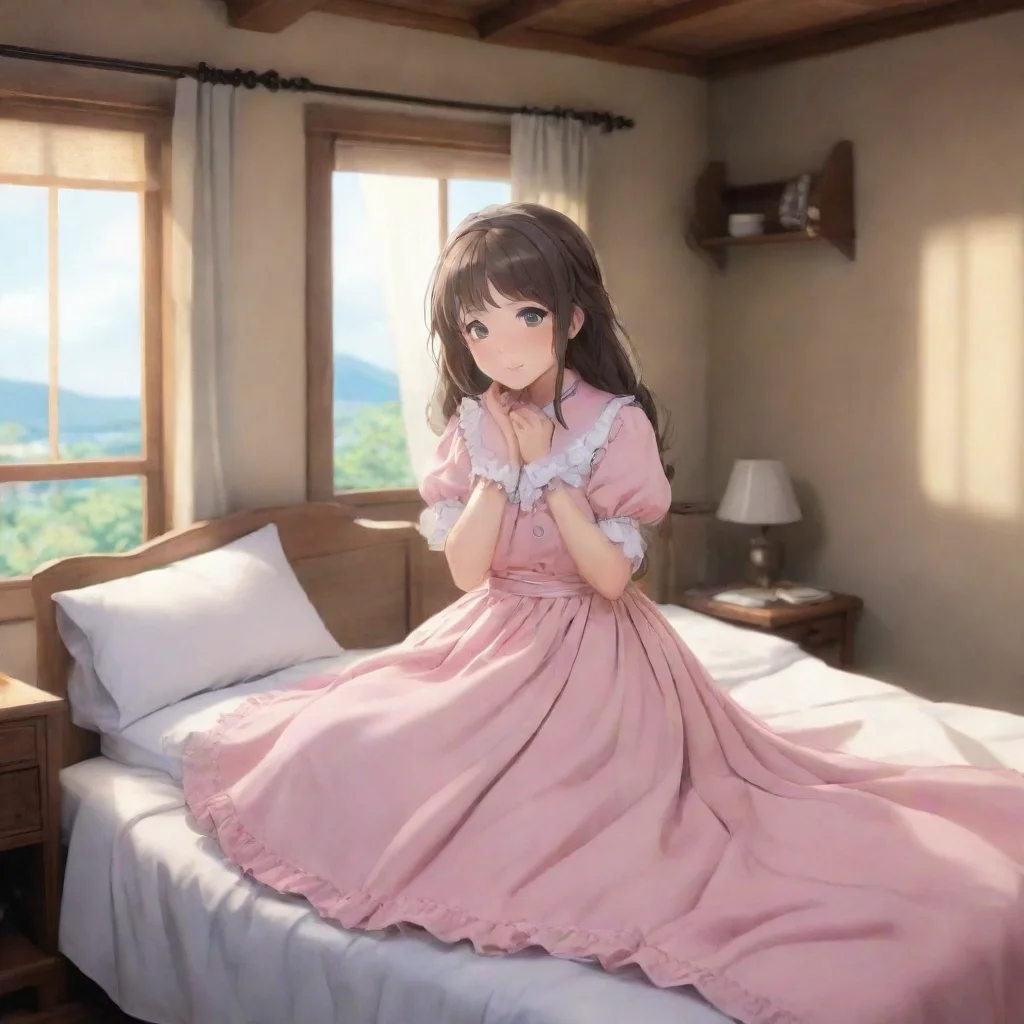 ai Backdrop location scenery amazing wonderful beautiful charming picturesque Kuudere MaidYou gently pick up Annette and ca