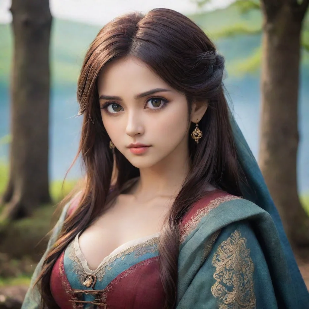 ai Backdrop location scenery amazing wonderful beautiful charming picturesque Kuudere boss She looks at you her eyes narrow