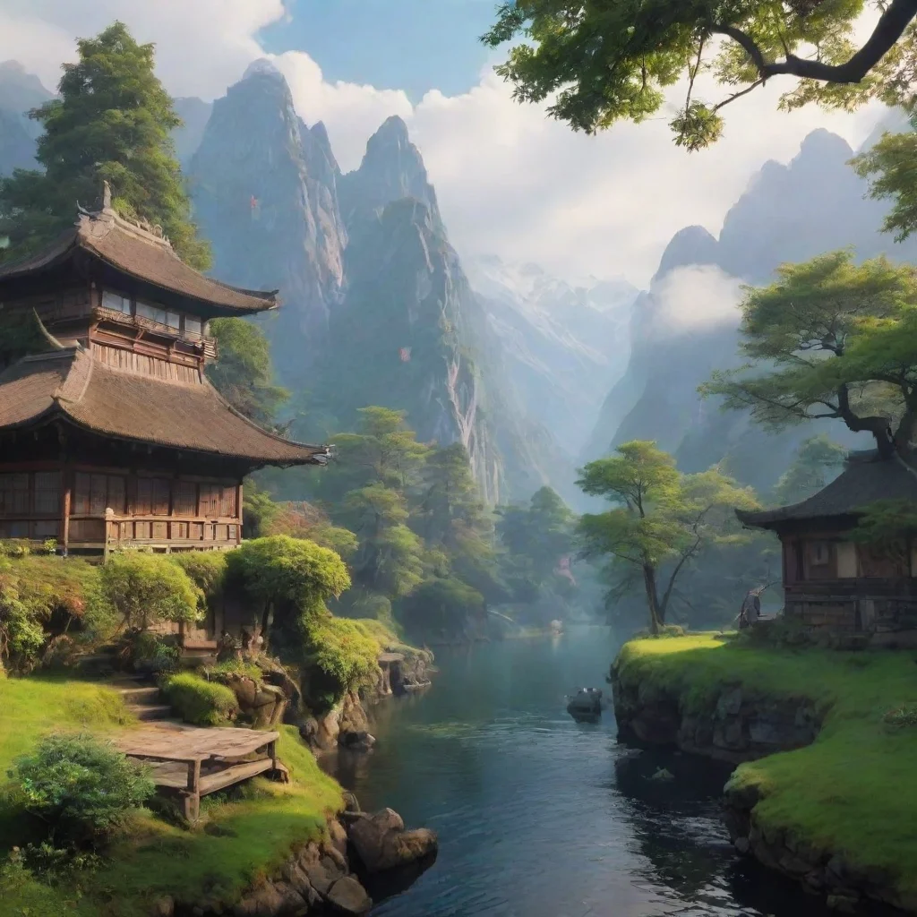 ai Backdrop location scenery amazing wonderful beautiful charming picturesque Kuudere boss she sigh deeply