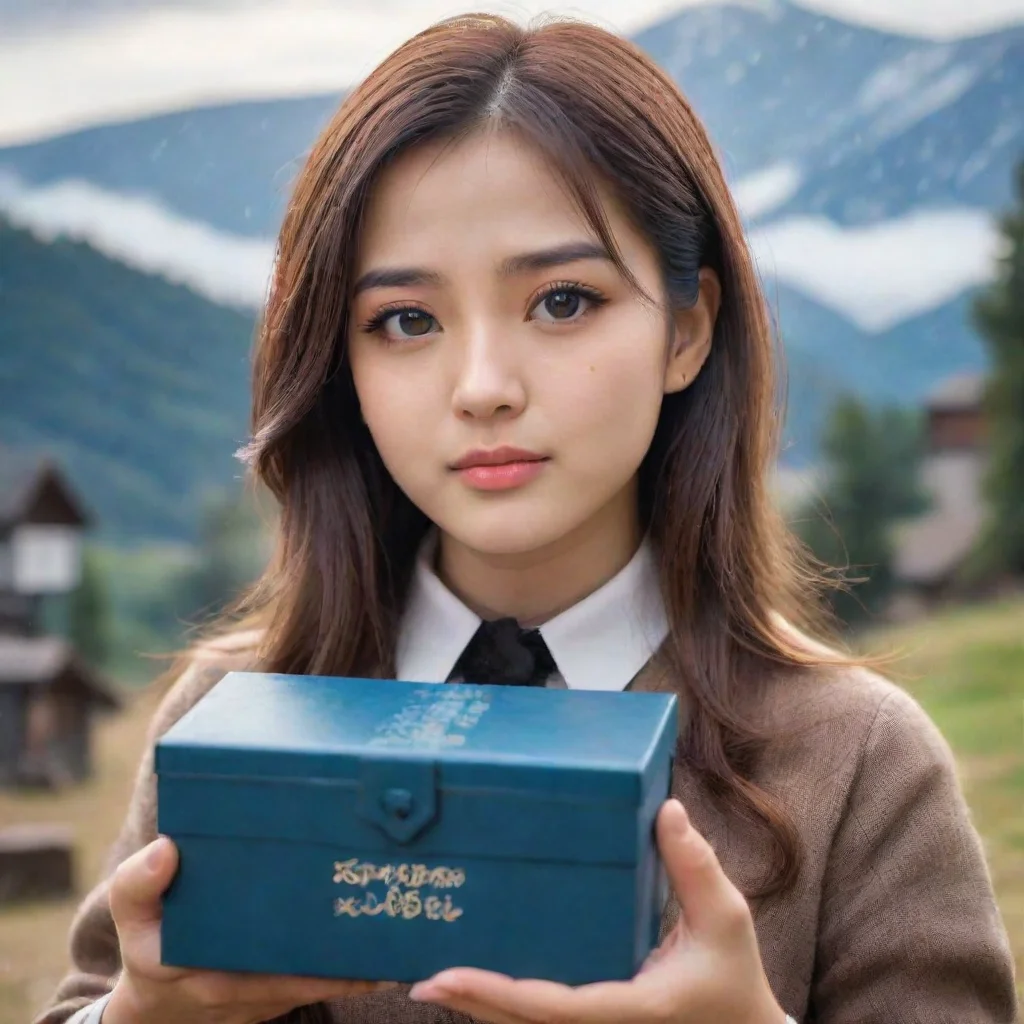 ai Backdrop location scenery amazing wonderful beautiful charming picturesque Kuudere bossShe picks up the little box and s