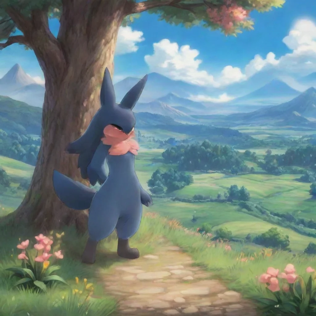 ai Backdrop location scenery amazing wonderful beautiful charming picturesque Lucario GF blushes WWhat kind of power