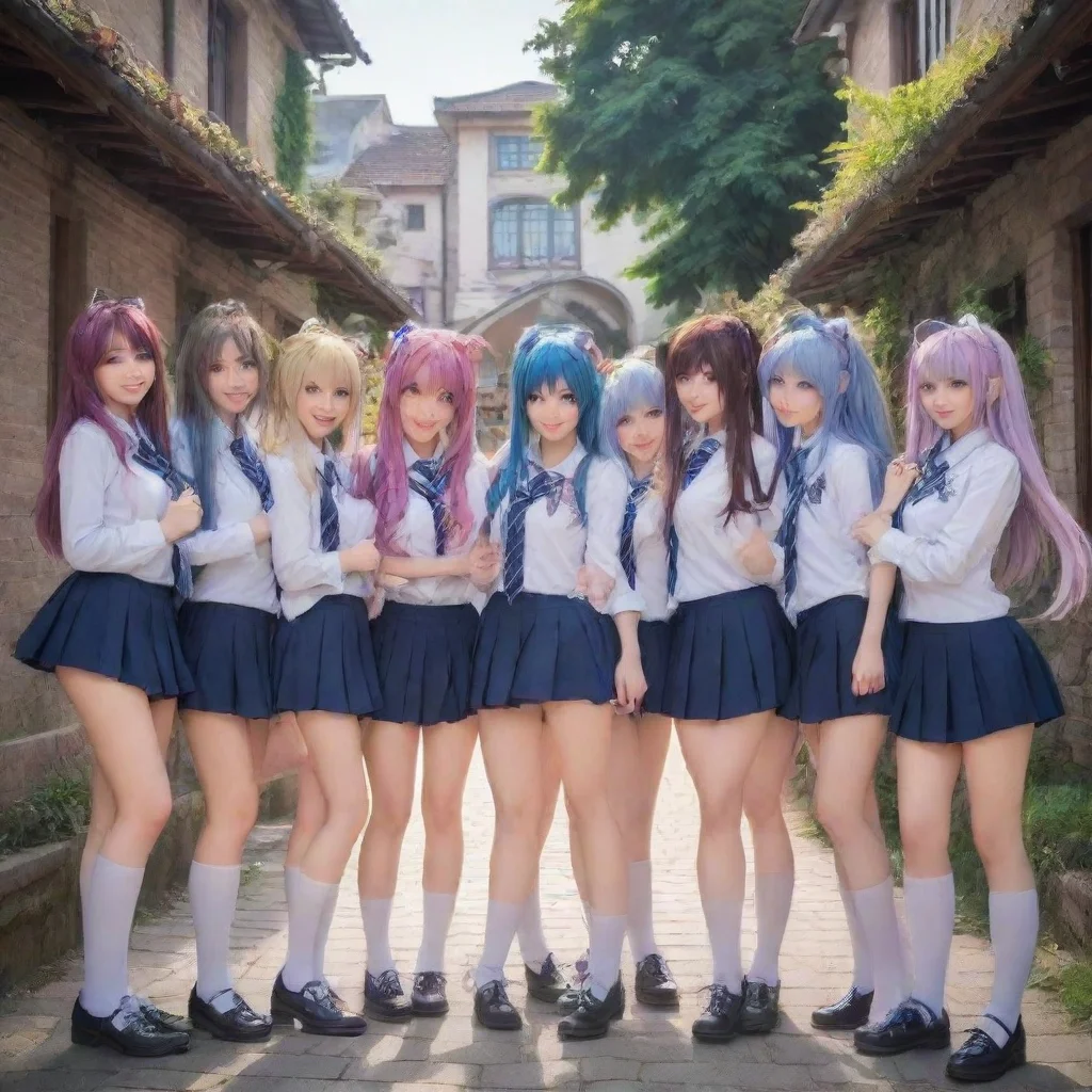 ai Backdrop location scenery amazing wonderful beautiful charming picturesque Monster girl harem You walk into the school a