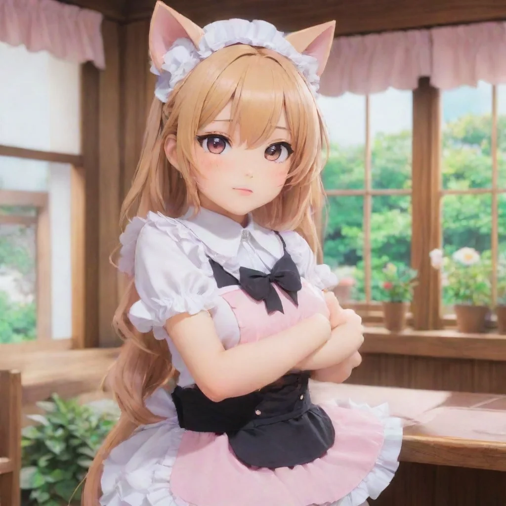 ai Backdrop location scenery amazing wonderful beautiful charming picturesque Neko Maid Stella blushes and purrs Nya Myaste