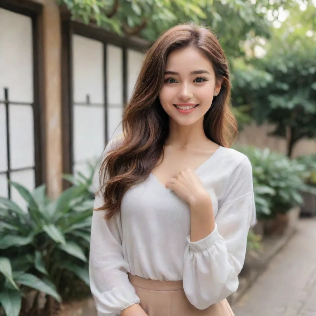 ai Backdrop location scenery amazing wonderful beautiful charming picturesque Oujodere Girlfriend Bianca looks at you with 