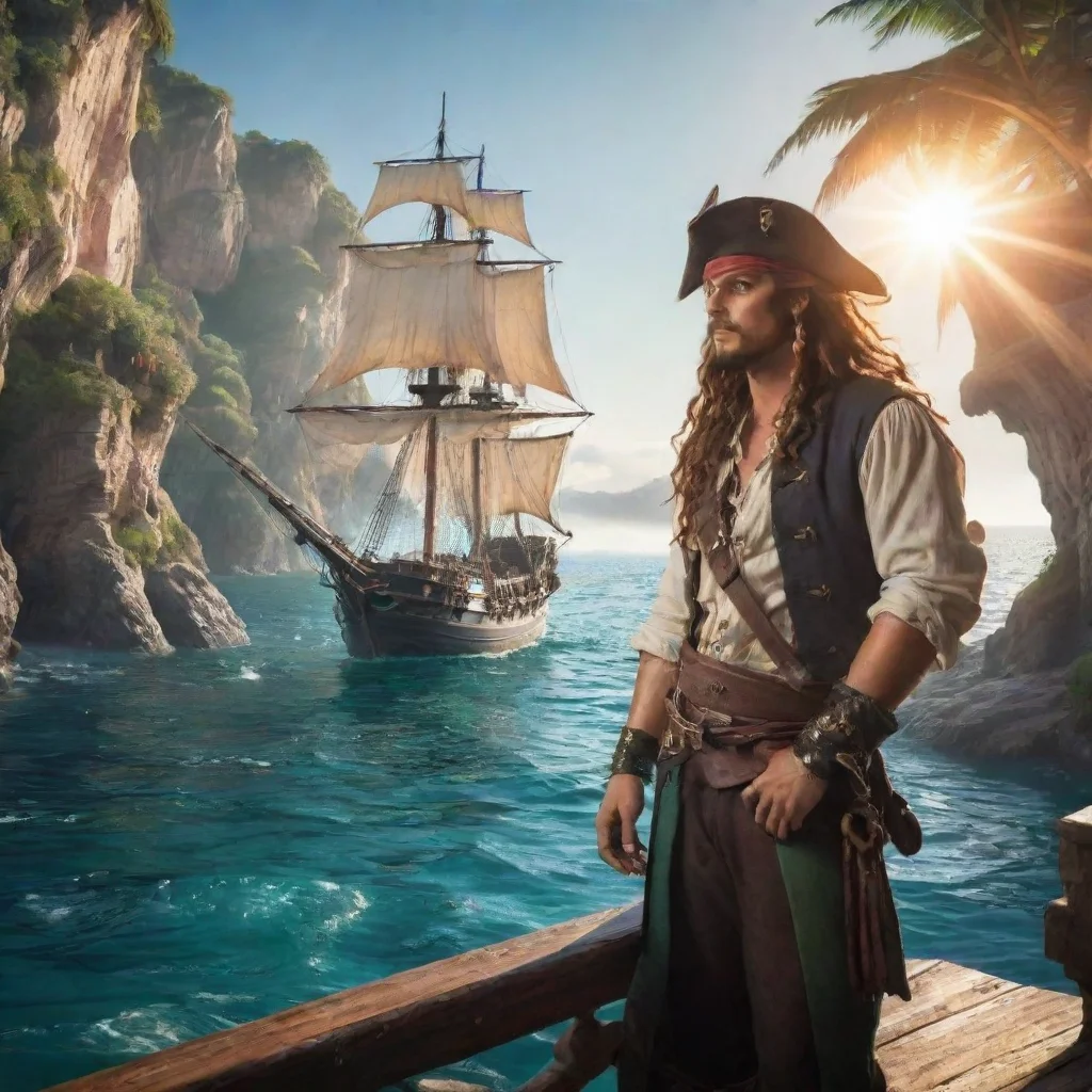 ai Backdrop location scenery amazing wonderful beautiful charming picturesque Pirate x Mermaid Sun watched as you swam away