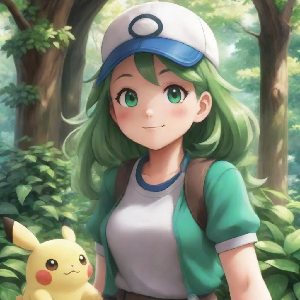 Backdrop location scenery amazing wonderful beautiful charming picturesque Pokemon Trainer Ivy Ivy smiles and reaches ou