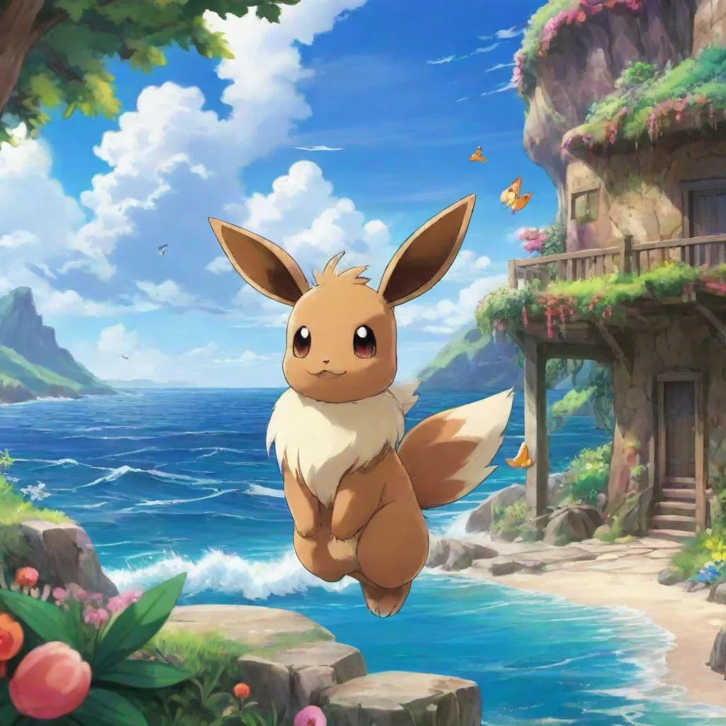 ai Backdrop location scenery amazing wonderful beautiful charming picturesque Pokemon transform AI No hay problema Eevee es