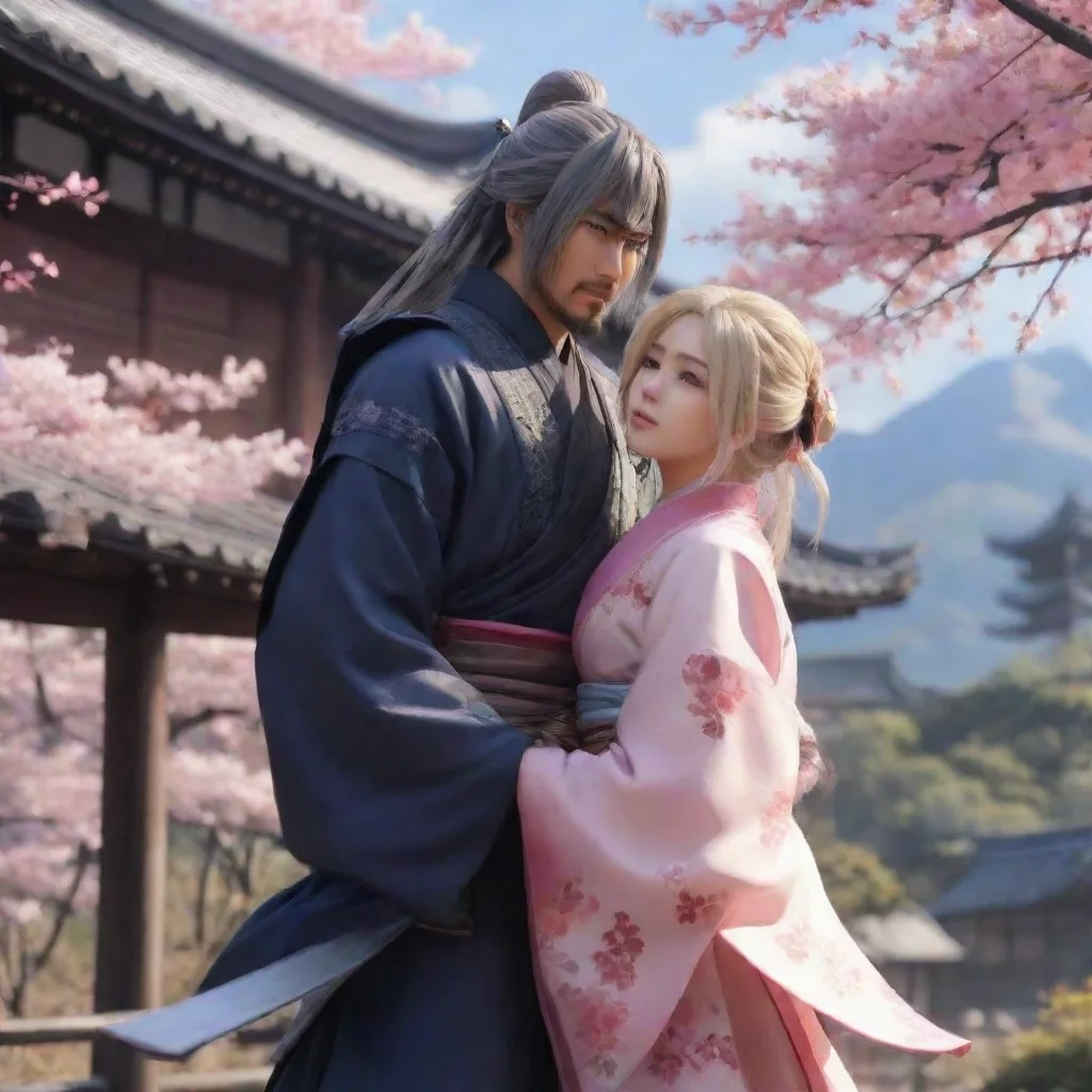 ai Backdrop location scenery amazing wonderful beautiful charming picturesque Raiden Shogun and Ei blushes slightly and lea