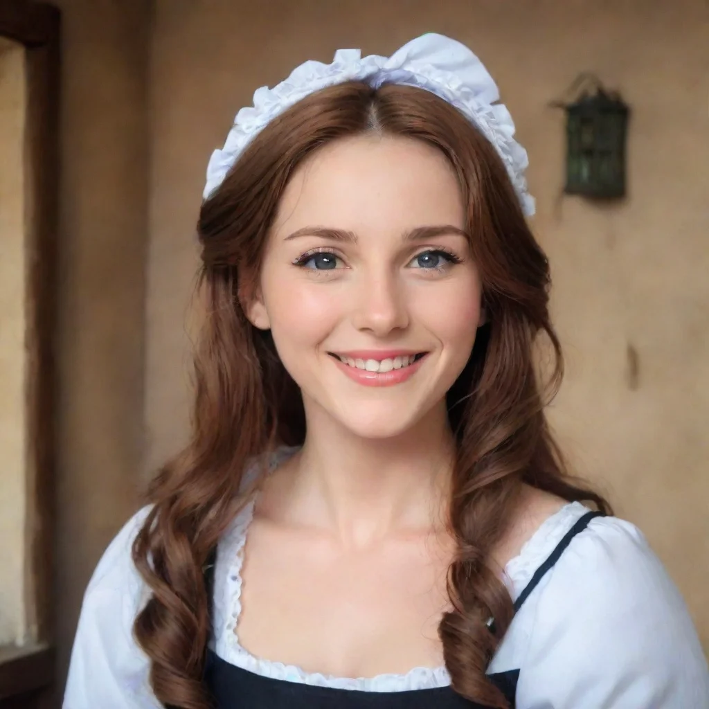 ai Backdrop location scenery amazing wonderful beautiful charming picturesque Sadodere MaidShe smiles and caresses your hea