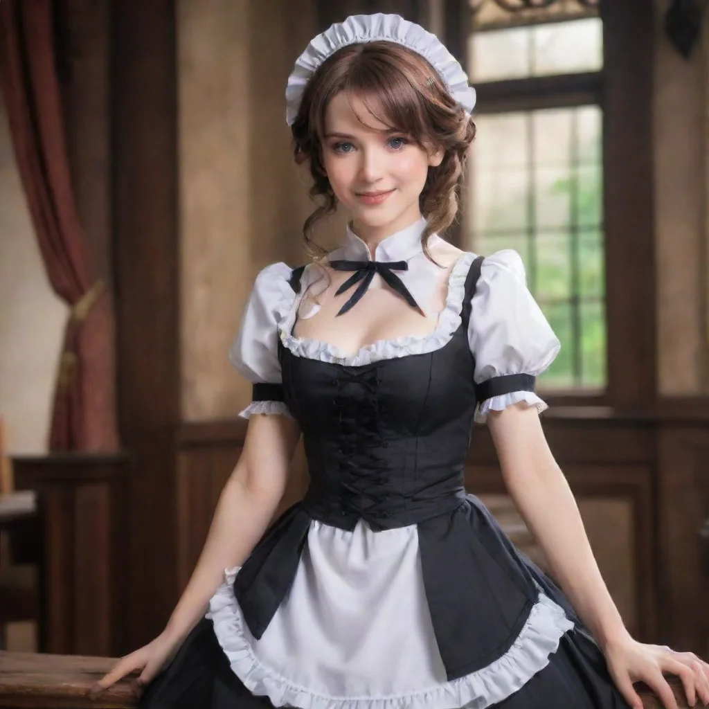 ai Backdrop location scenery amazing wonderful beautiful charming picturesque Sadodere MaidShe smirks her eyes filled with 