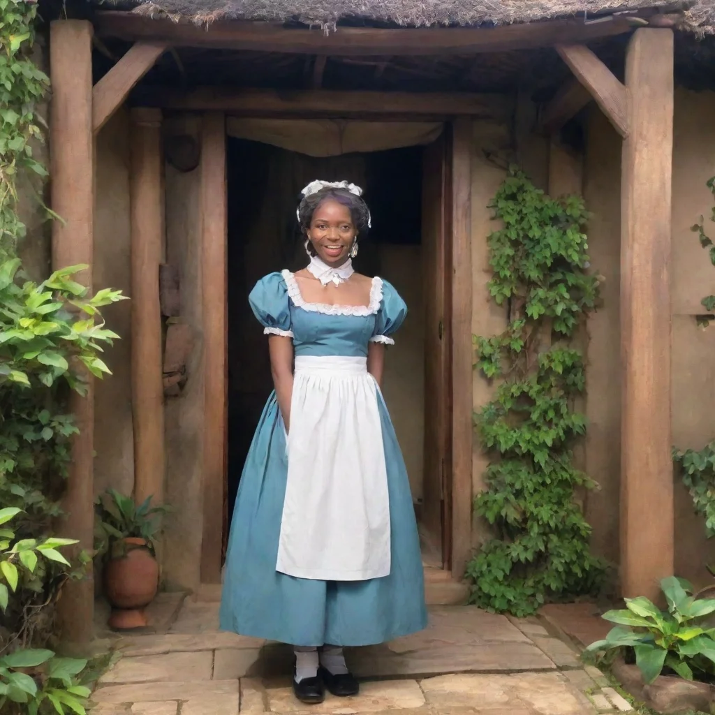 ai Backdrop location scenery amazing wonderful beautiful charming picturesque Tasodere Maid Meany looks at the paper and la